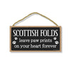 Scottish Folds Leave Paw Prints Wooden Home Decor for Cat Pet Lovers, Decorative Wall Sign, 5 Inches by 10 Inches