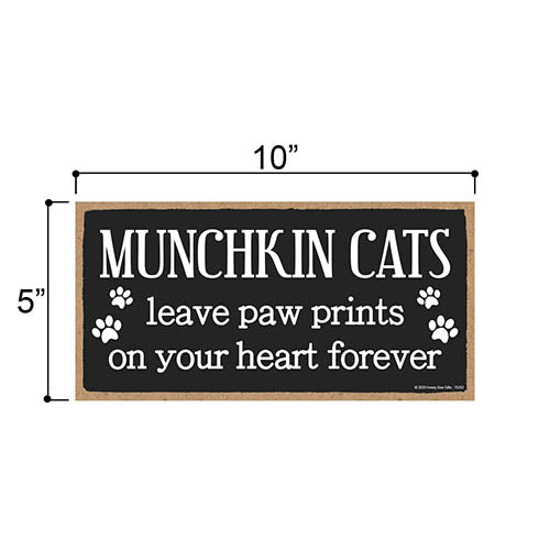 Munchkin Cats Leave Paw Prints Wooden Home Decor for Cat Pet Lovers, Decorative Wall Sign, 5 Inches by 10 Inches