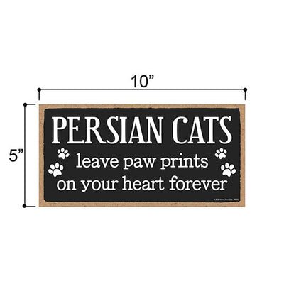Persian Cats Leave Paw Prints Wooden Home Decor for Cat Pet Lovers, Decorative Wall Sign, 5 Inches by 10 Inches