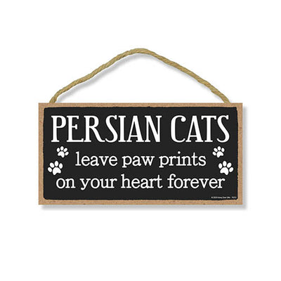 Persian Cats Leave Paw Prints Wooden Home Decor for Cat Pet Lovers, Decorative Wall Sign, 5 Inches by 10 Inches