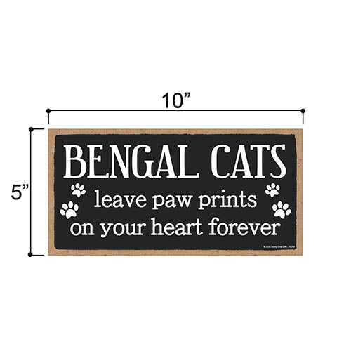 Bengal Cats Leave Paw Prints Wooden Home Decor for Cat Pet Lovers, Decorative Wall Sign, 5 Inches by 10 Inches