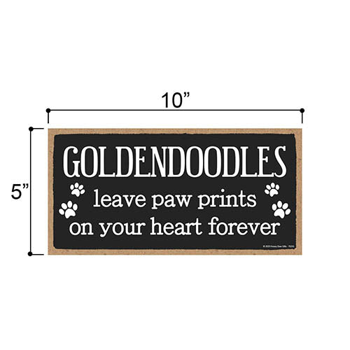 Goldendoodles Leave Paw Prints Wooden Home Decor for Dog Pet Lovers, Decorative Wall Sign, 5 Inches by 10 Inches