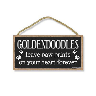 Goldendoodles Leave Paw Prints Wooden Home Decor for Dog Pet Lovers, Decorative Wall Sign, 5 Inches by 10 Inches