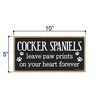 Cocker Spaniels Leave Paw Prints Wooden Home Decor for Dog Pet Lovers, Decorative Wall Sign, 5 Inches by 10 Inches