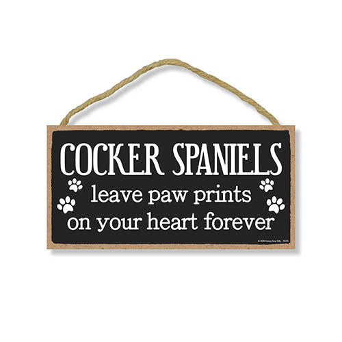 Cocker Spaniels Leave Paw Prints Wooden Home Decor for Dog Pet Lovers, Decorative Wall Sign, 5 Inches by 10 Inches