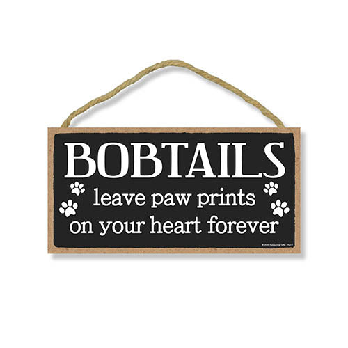 Bobtails Leave Paw Prints Wooden Home Decor for Dog Pet Lovers, Decorative Wall Sign, 5 Inches by 10 Inches