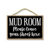 Mudroom Please Leave Your Shoes Here, Mudroom Wall Decor Signs, Decorative Hanging Wood Door Sign, 7 Inches by 10.5 Inches