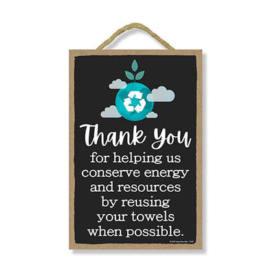Thank You for Helping Us Conserve Energy, Rules Sign for Rental Properties, Vacation Home Signs, 7 Inches by 10.5 Inches