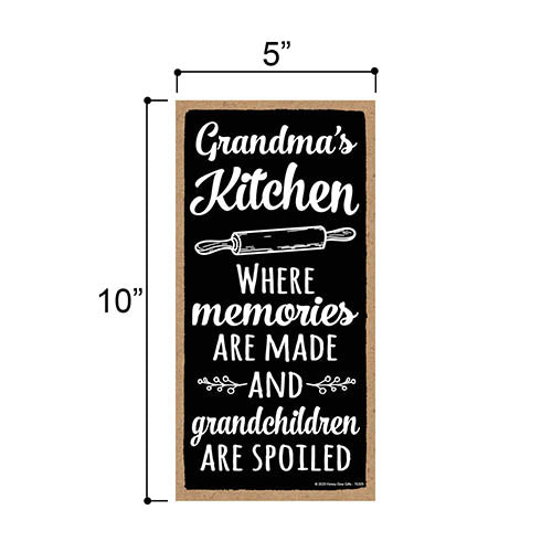 Grandma’s Kitchen, Funny Kitchen Wall Decor, Grandma Quotes Wooden Decorative Sign, 5 Inches by 10 Inches