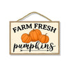 Farm Fresh Pumpkins, Fall and Autumn Pumpkin Patch Signs Decor, Decorative Wood Hanging Sign, 7 Inches by 10.5 Inches