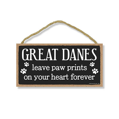 Great Danes Leave Paw Prints, Wooden Pet Memorial Home Decor, Decorative Dog Bereavement Wall Sign, 5 Inches by 10 Inches