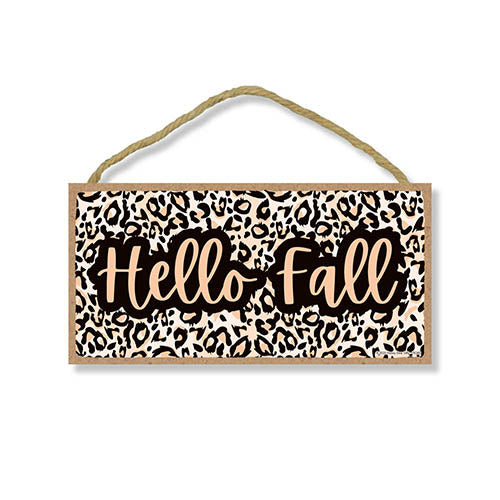 Hello Fall, Fall and Autumn Signs Decor, Decorative Wood Hanging Sign, 5 Inches by 10 Inches