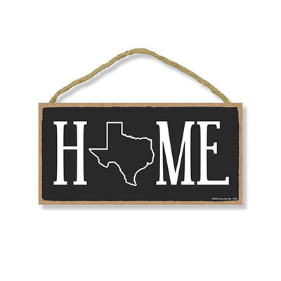 Home, Texas State Home Sign, Welcome Wood Signs, Wooden Wall Decor, Southern, Hanging Decorative Door Wood Sign, 5 Inches by 10 Inches