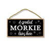 A Spoiled Morkie Lives Here, Funny Wooden Home Decor for Dog Pet Lovers, Hanging Wall Decorative Sign, 5 Inches by 10 Inches