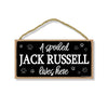 A Spoiled Jack Russell Lives Here, Funny Wooden Home Decor for Dog Pet Lovers, Hanging Wall Decorative Sign, 5 Inches by 10 Inches