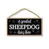 A Spoiled Sheepdog Lives Here, Funny Wooden Home Decor for Dog Pet Lovers, Hanging Wall Decorative Sign, 5 Inches by 10 Inches
