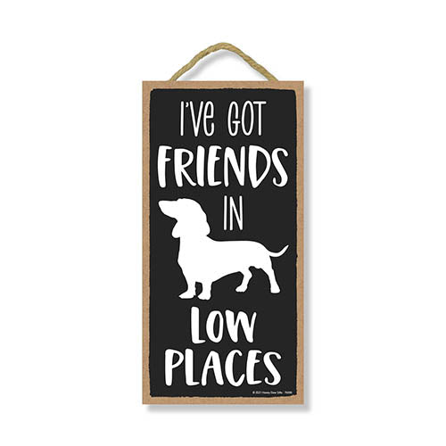 I’ve Got Friends in Low Places, 5 inches by 10 inches, Dachshund Lover Gift Ideas, Dachshund Signs Home Office Decor, Wiener Dog Signs, Dotson Gifts, Dachshund Accessories