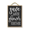 Save Water Shower Together, Funny Bathroom Signs, Couple Wall Decor Gifts, Wood Hanging Shower Sign