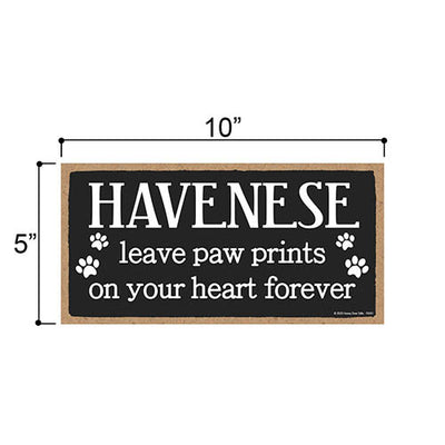 Havanese Leave Paw Prints, Wooden Pet Memorial Home Decor, Decorative Bereavement Wall Sign, 5 Inches by 10 Inches