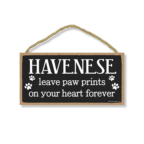 Havanese Leave Paw Prints, Wooden Pet Memorial Home Decor, Decorative Bereavement Wall Sign, 5 Inches by 10 Inches
