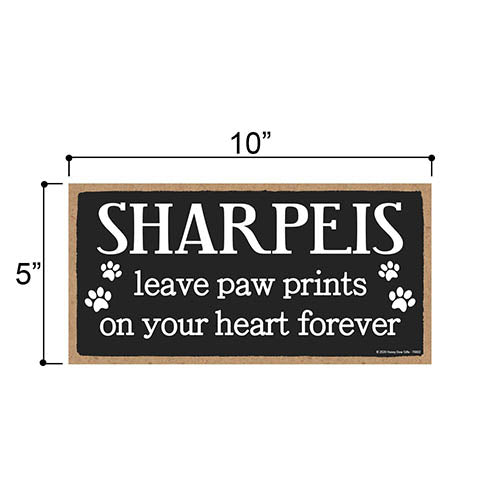 Sharpeis Leave Paw Prints, Wooden Pet Memorial Home Decor, Decorative Bereavement Wall Sign, 5 Inches by 10 Inches