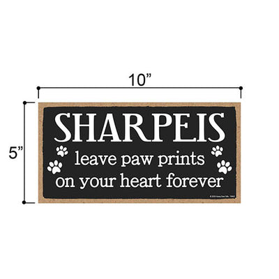 Sharpeis Leave Paw Prints, Wooden Pet Memorial Home Decor, Decorative Bereavement Wall Sign, 5 Inches by 10 Inches