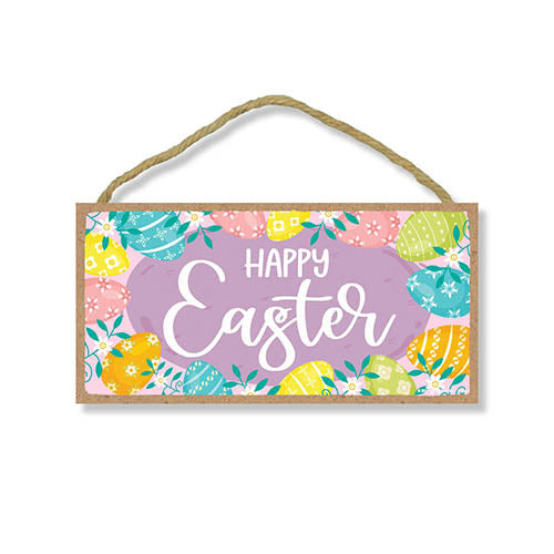 Happy Easter Wall Decor, Door Sign, Spring Easter Decorative Sign, Colorful Easter Eggs Decoration Wall Art, 5 Inches by 10 Inches