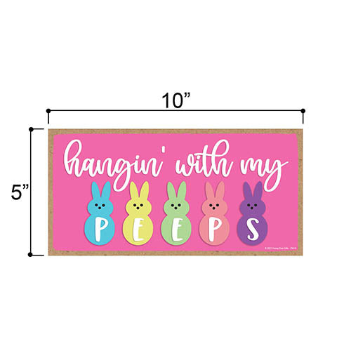Hangin with My Easter Bunny Sign Decor, Spring Easter Decorative Wood Door Sign, Rabbit Themed Decor