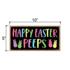 Happy Easter Peeps Wall Decor, Bunny Door Sign, Spring Easter Decorative Wood Sign, Rabbit Themed Decor, 5 Inches by 10 Inches