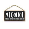 Alcohol The Glue Holding This Shitshow Together, Funny Alcohol Themed Hanging Decor, Drinking Wall Signs for Man Cave, Wine, Beer, Liquor, Home Bar Wood Sign, 5 Inches by 10 Inches