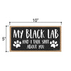 My Black Lab and I Talk Shit About You, Funny Dog Wall Hanging Decor, Decorative Wood Signs for Pet Lovers, Black Labrador Home Sign, 5 Inches by 10 Inches Pet Decor