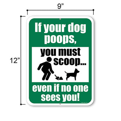 Dog Poop Signs for Yard, If Your Dog Poops Please Scoop Yard Sign, 9 inch by 12 inch, Funny No Dog Poop Sign, Warning Poop Clean Sign, Clean Up After Your Dog Sign