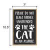 The Cat is an Asshole, Funny Cat Signs, Wooden Decorative Hanging Wall Sign, 7 Inches by 10.5 Inches