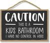 Honey Dew Gifts, Caution This is a Kids Bathroom I Have No Control in Here, 10.5 Inches by 7 Inches, Bathroom Wood Hanging Sign, Bathroom Signs, Bath Decor, Toilet Signs, Restroom Decor, Bath Decor
