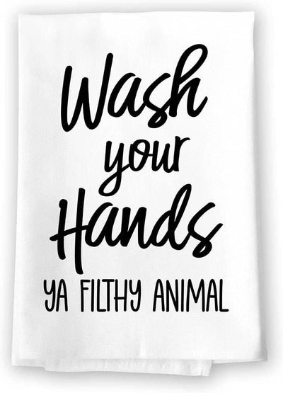 Honey Dew Gifts, Wash Your Hands Ya Filthy Animal, 27 Inch by 27 Inch, 100% Cotton, Multi-Purpose Towel, Inappropriate Gifts, Hand Towels, Bathroom Towels, Bathroom Decorations, Hand Towels Funny