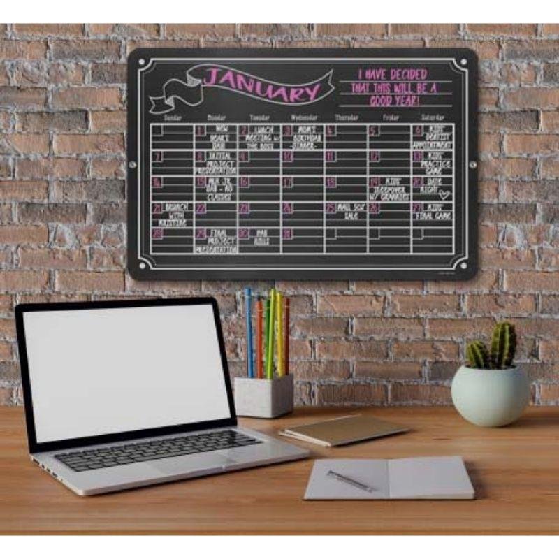 Chalkboard-Style Board Monthly Hanging Wall Calendar Signs, Reusable -  Honey Dew Gifts