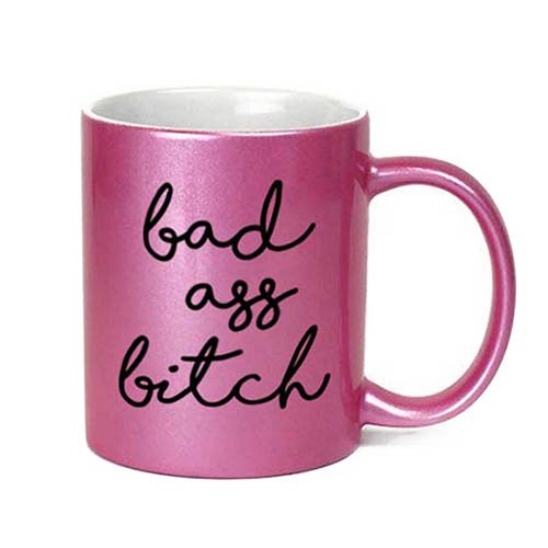 Funny Gifts for Friends, Bad Ass Bitch Pink Novelty Coffee Mug