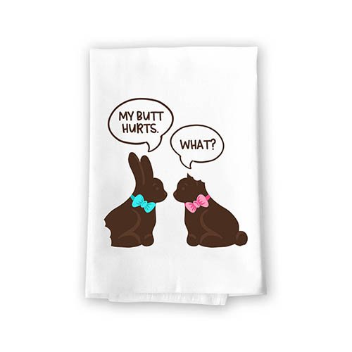 My Butt Hurts. What? Flour Sack Towel, 27 inch by 27 inch, 100% Cotton, Multi-Purpose Towel, Easter Bunny Decorations for The Home