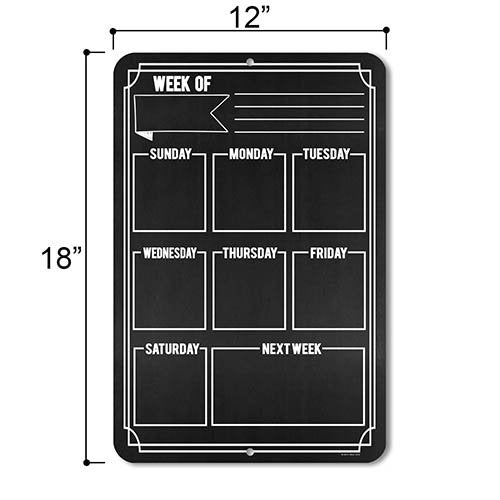 Chalkboard Style Weekly Calendar