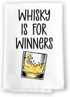 Honey Dew Gifts, Whiskey is for Winners, Flour Sack Towel, 27 Inch by 27 Inch, 100% Cotton, Kitchen Towels, Hand Towel, Dish Towel for Kitchen, Tea Towels, Absorbent Kitchen Towels, White Bar Towels