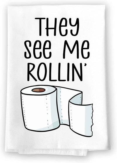 Honey Dew Gifts, They See Me Rollin', 27 Inch by 27 Inch, 100% Cotton, Inappropriate Gifts, Hand Towels, Bathroom Towels, Bathroom Decorations, Hand Towels Funny, Funny Shower Towels