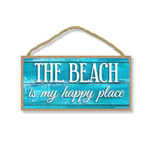Coastal Decor, Beach Theme, Beach is My Happy Place Hanging Wood