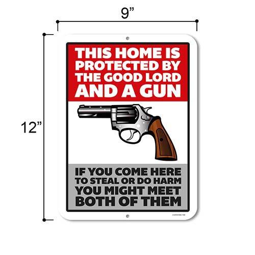 Funny Security Sign - "Protected By Lord Gun" Novelty House/Mancave/Cottage Decoration Gift