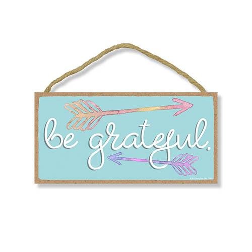Be Grateful 5 x 10 inch Hanging, Wall Art, Decorative Wood Sign Home Decor