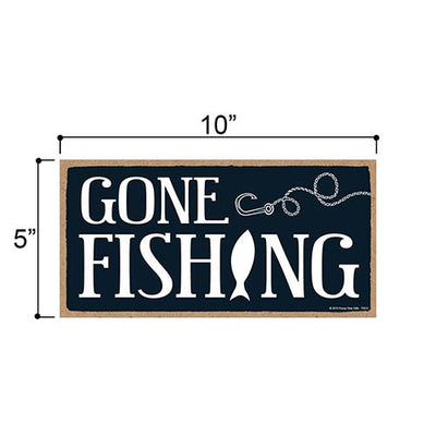 Fishing Decor, Gone Fishing, 5 x 10 Hanging Decorative Wood Signs - Honey  Dew Gifts