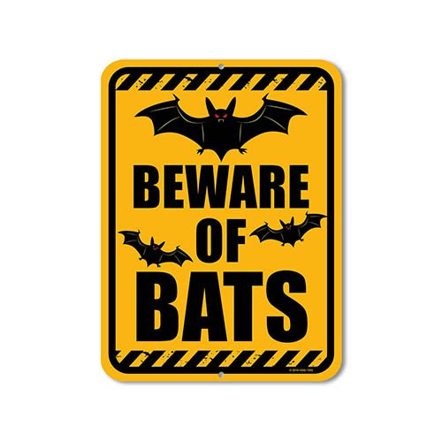 Beware of Bats 9 inch by 12 Inch Funny Home Decor, Halloween Decorations
