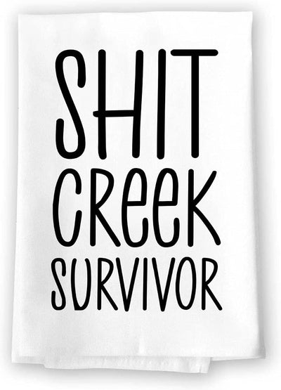 Honey Dew Gifts, Shit Creek Survivor, Flour Sack Towel, 27 Inch by 27 Inch, 100% Cotton, Absorbent Kitchen Towels, Home Decor, Dish Towel, Tea Towels, Inappropriate Gifts, Funny Decorative Towels