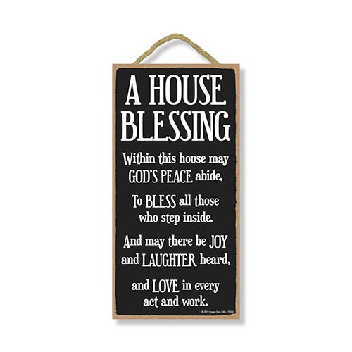 A House Blessing - 5 x 10 inch Hanging Sign, Wall Art, Decorative Wood Sign Home Decor