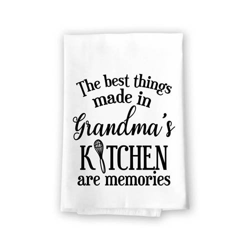 The Best Things Made in Grandma&#39;s Kitchen Are Memories Flour Sack Towel, 27 inch by 27 inch, 100% Cotton, Multi-Purpose Inspirational Towel, Home and Kitchen Decor