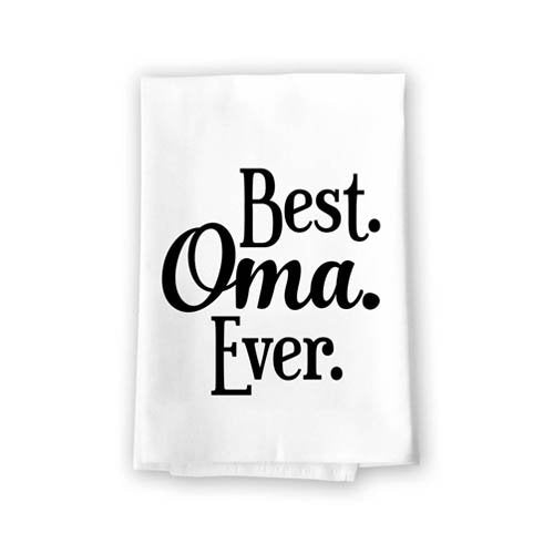 Best Oma Ever Flour Sack Towel, 27 x 27 Inches, 100% Cotton, Highly Absorbent, Multi-Purpose Kitchen Dish Towel
